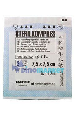Kompres gáza sterilní Sterilkompr 7,5x7,5cm 2ks BATIST