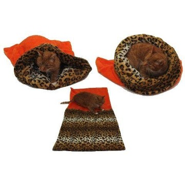 Spací pytel 3v1 XL pro kočky č.2 oranžová/leopard