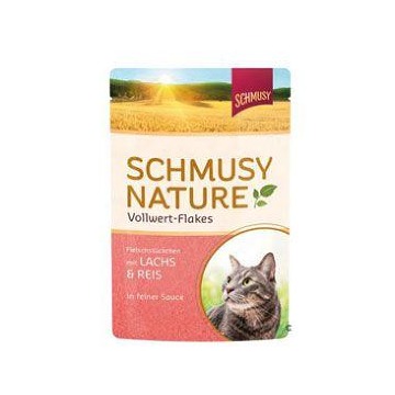 Schmusy Cat Nature Flakes kapsa losos+rýže+šťáva 100g