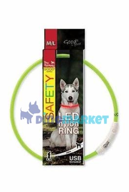 Obojek DOG FANTASY světelný USB zelený 65 cm 1ks