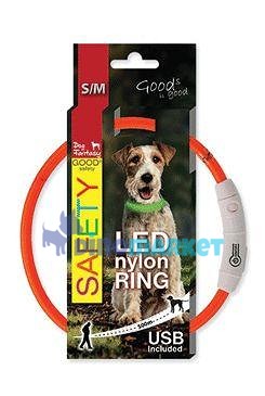 Obojek DOG FANTASY světelný USB oranžový 45 cm 1ks